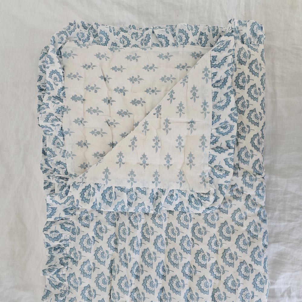 Block Print and Ruffles Double-Sided Throw Blanket