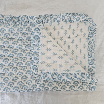 Block Print and Ruffles Double-Sided Throw Blanket