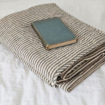 Charcoal Ticking Stripe Quilt