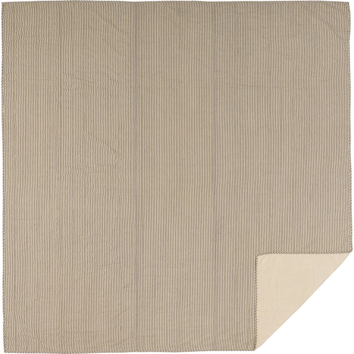 Charcoal Ticking Stripe Quilt