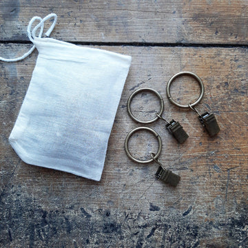 Curtain Ring Clips, Antiqued Brass