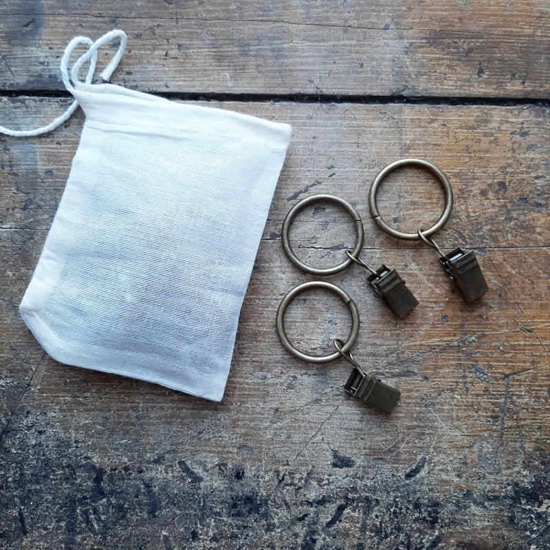 Curtain Ring Clips, Antiqued Brass