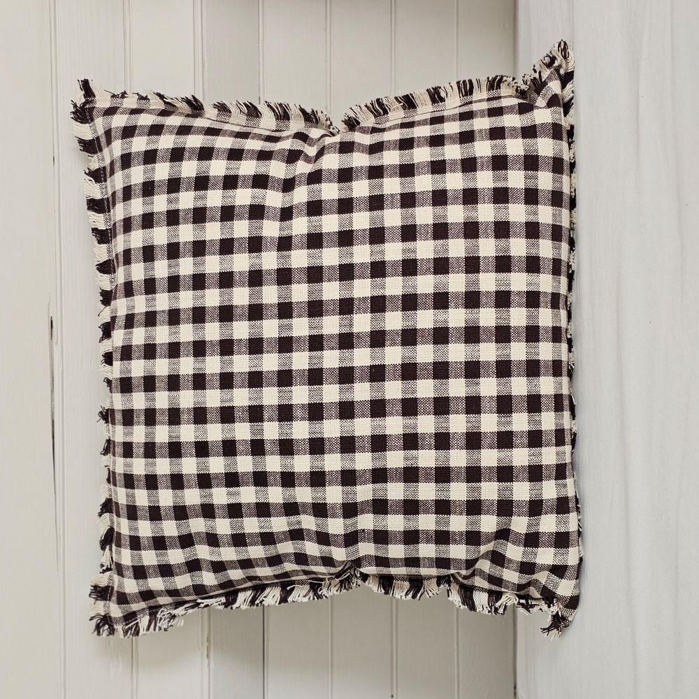 Dark Brown Gingham Pillow