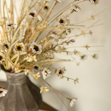 Faded Cream Wildflower and Grass Spray