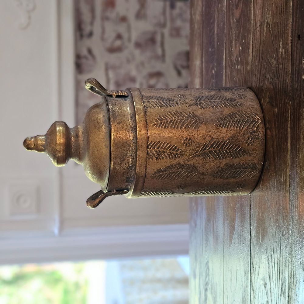 Gold Embossed Leaf Canister