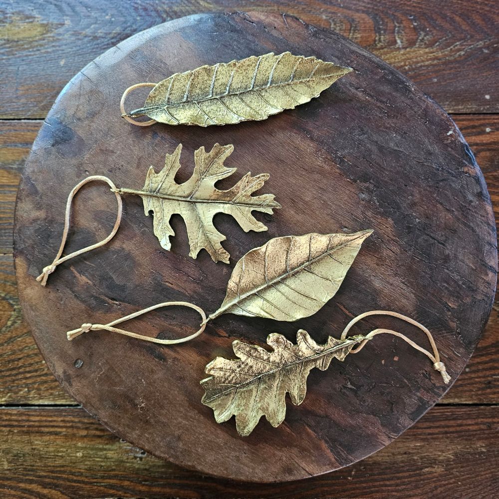 Golden Leaves Ornament Set