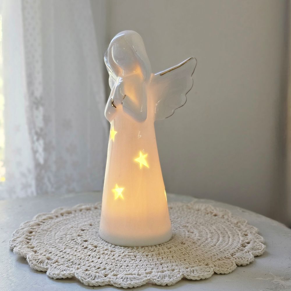 Lighted Ceramic Angel