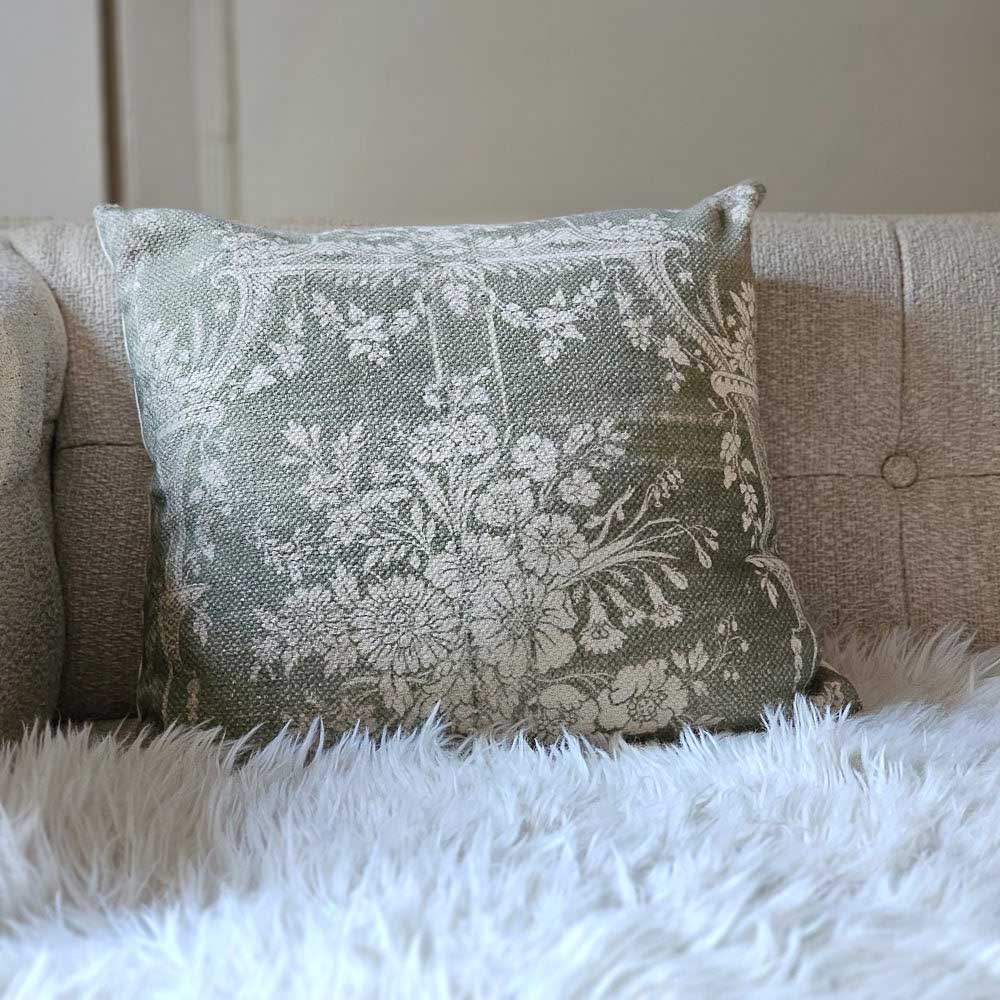 Old World Sage Floral Pillow