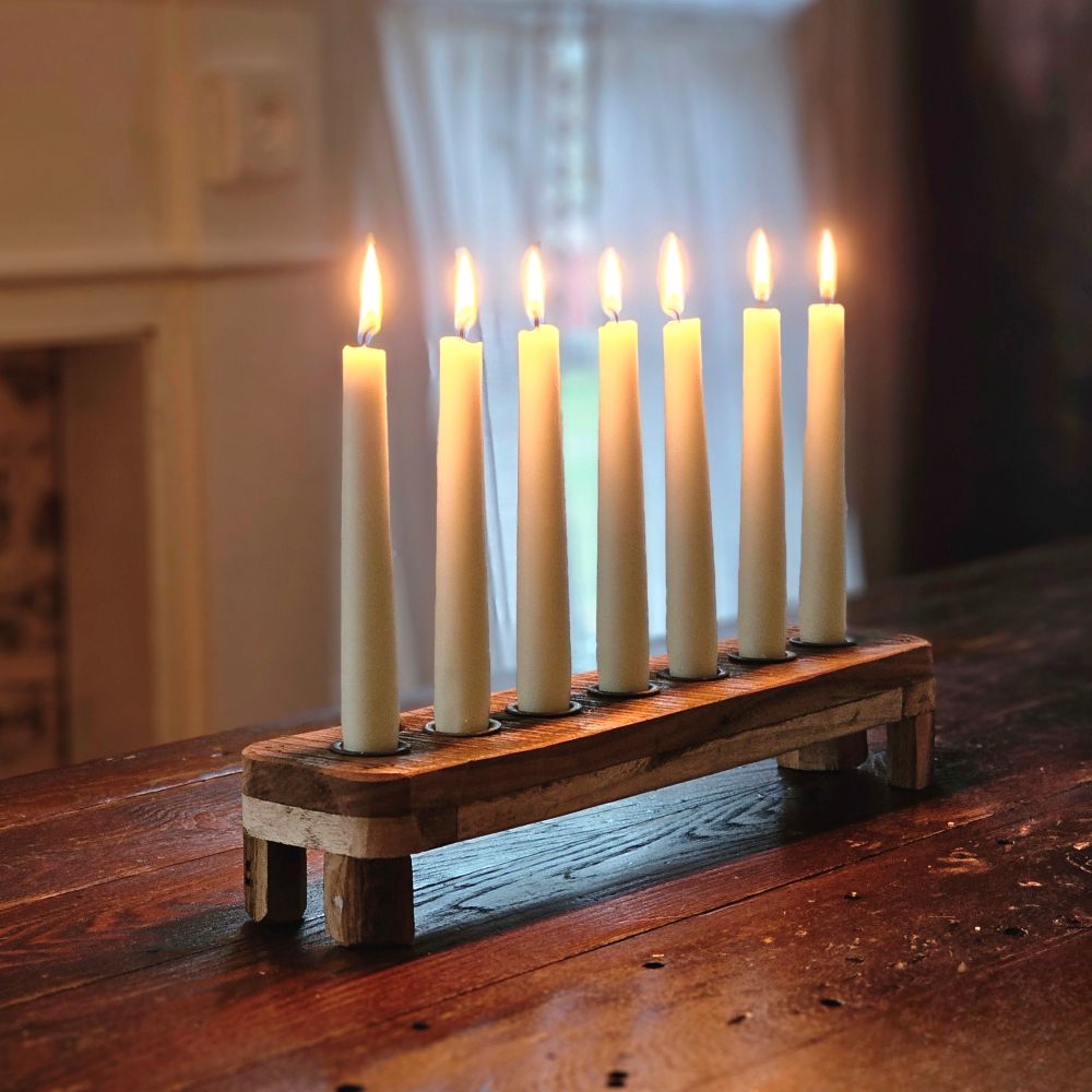 Reclaimed Wood Taper Candle Centerpiece