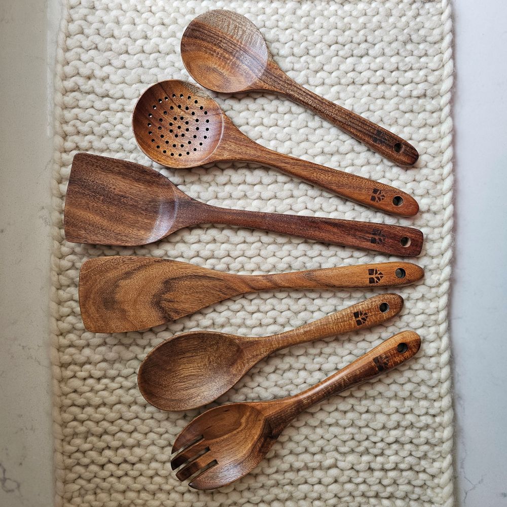 Rustic Wood Cooking Utensil Set