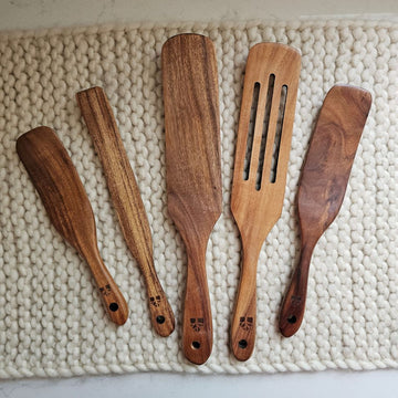 Rustic Wood Spurtle Spatula Set
