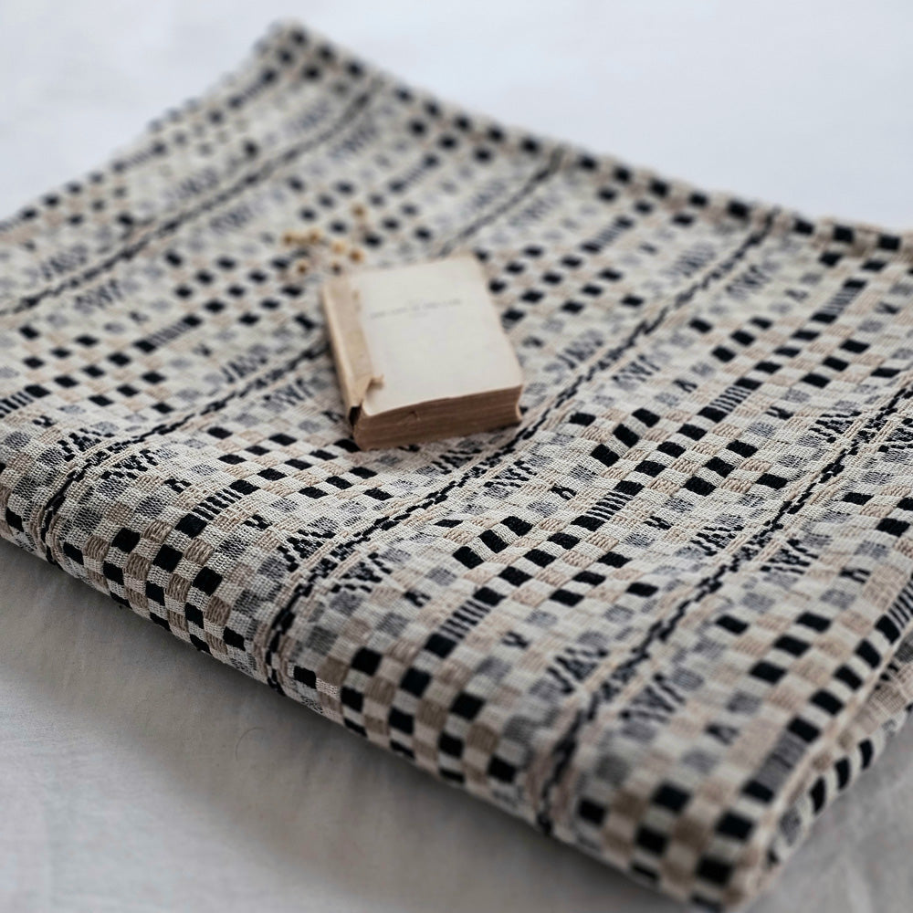 Welsh Inspired Throw Blanket, Cream, Tan and Black